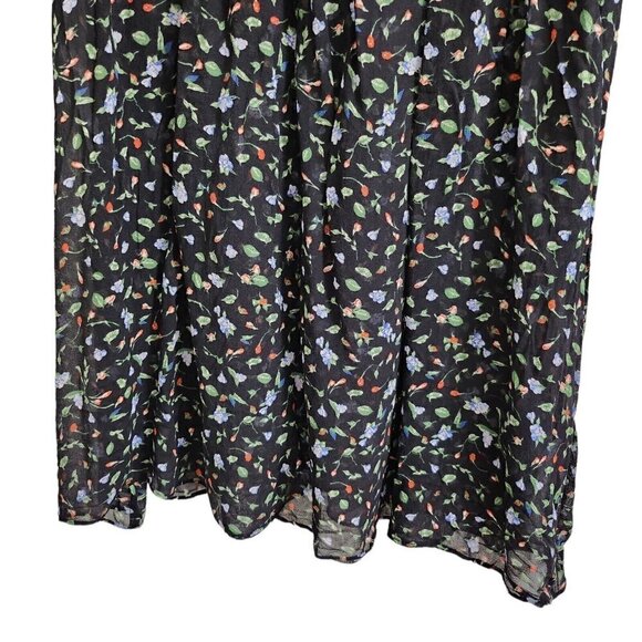 Club Monaco Taisie Mini‎ Dress 4 Black Floral Silk Sheer Button  Front Boho - Picture 7 of 15